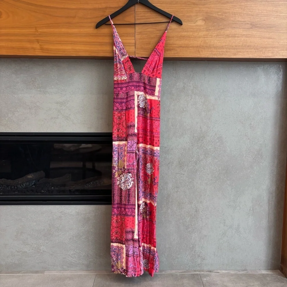 Free People Margarita Bohemian Patchwork Flowy Jumpsuit, Size 2